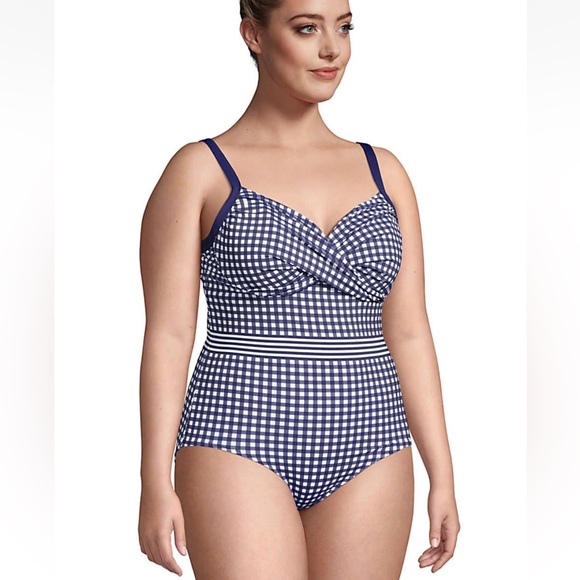 Lands End X Draper James One Piece Swimsuit withTummy Control blue size 22W NWT